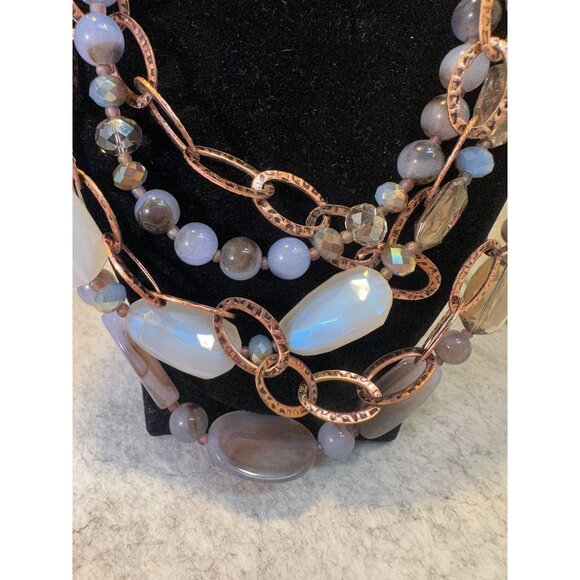 Premier Design Interchangeable English Rose Beads & Bronze Necklace multi Strand - Picture 2 of 9